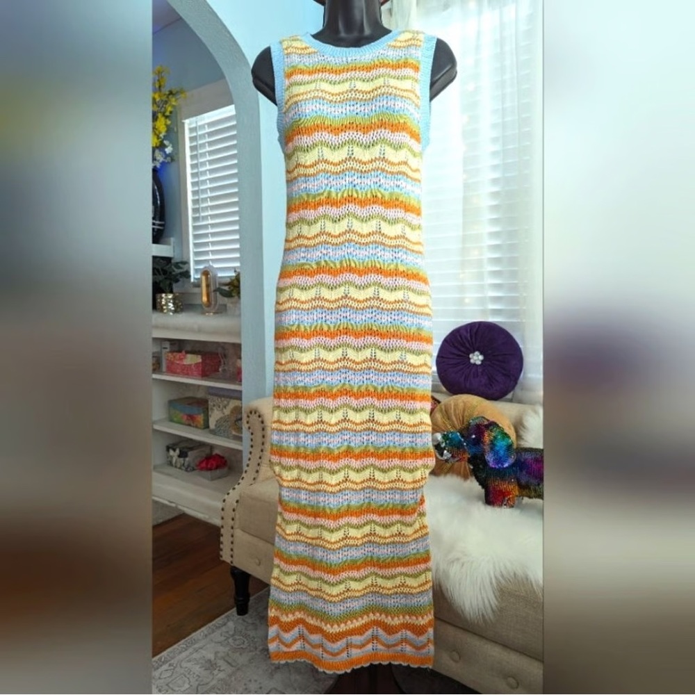 Colorful Knit Curtain Panel